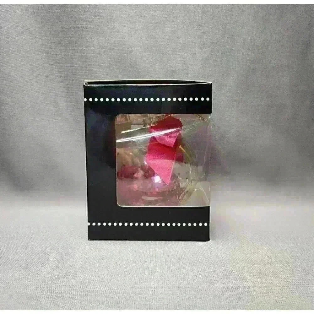 Christmas Ornament 3.5" Glass Ball - Charming Charlie White Christmas / Red Wine - Picture 6 of 6